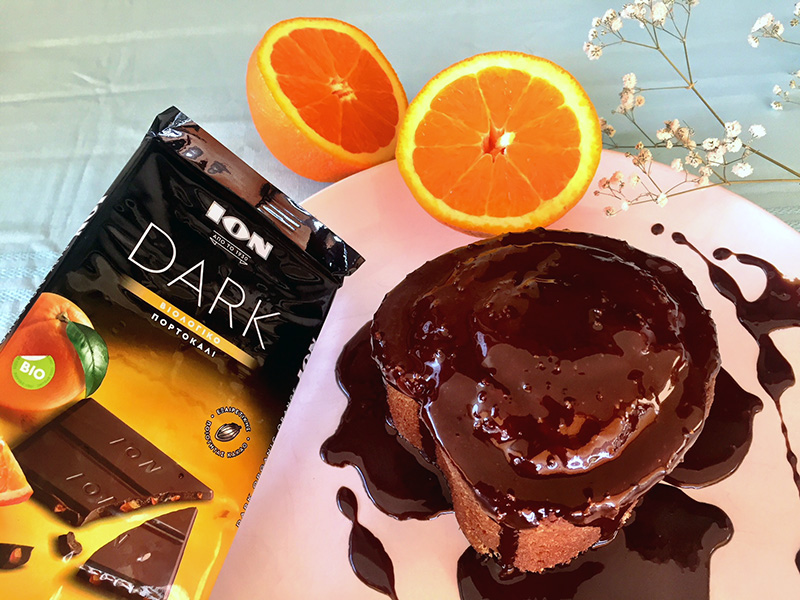Σοκολατένιες καρδιές κέικ με επικάλυψη ΙΟΝ DARK με βιολογικό πορτοκάλι