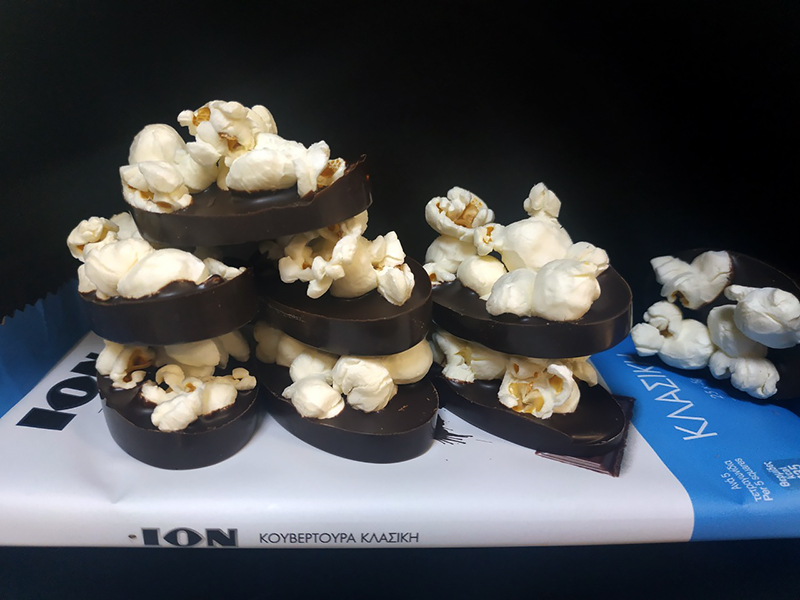 Σοκολατάκια με κουβερτούρα κλασική ΙΟΝ και Popcorn